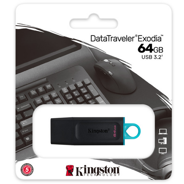 Флеш-пам'ять Kingston Exodia USB 3.2 DT 64GB Black / Teal 83708