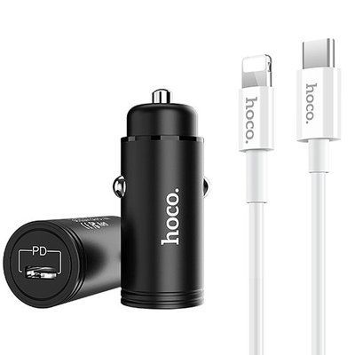 Автомобильное зарядное устройство Hoco Z19 PD Quick Charge 3.0 1USB 3.0A + кабель Type-C-lightning Black 60937