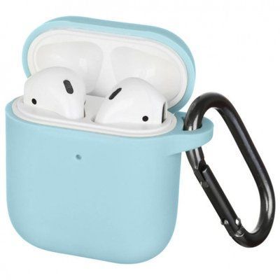 Чехол Silicone Slim с карабином для Apple Airpods 1/2 Coatst Blue 82226