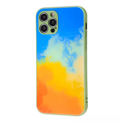 Чохол TPU+Glass Bright NoLogo для Iphone 12 Pro Max Blue / yellow 61281