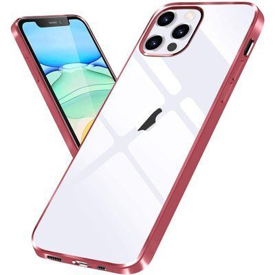 Чохол Glossy edging для Iphone 12 / 12 Pro Прозорий / Rose Gold 50691