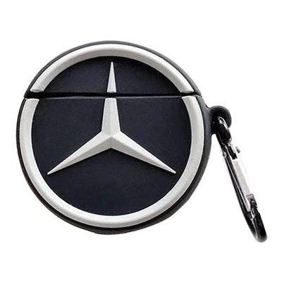 Чехол Logo с карабином для Apple Airpods Mercedes / Черный 50589