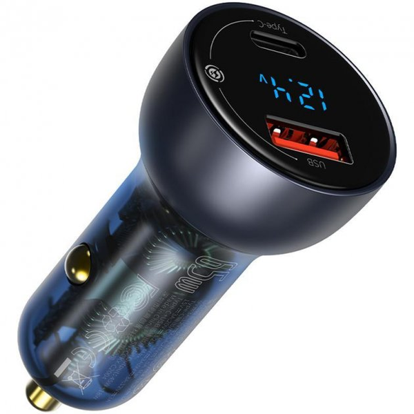 Автомобільний зарядний пристрій Baseus Particular Digital Display PPS Dual Quick Charger 65W USB + Type-C Black 66413
