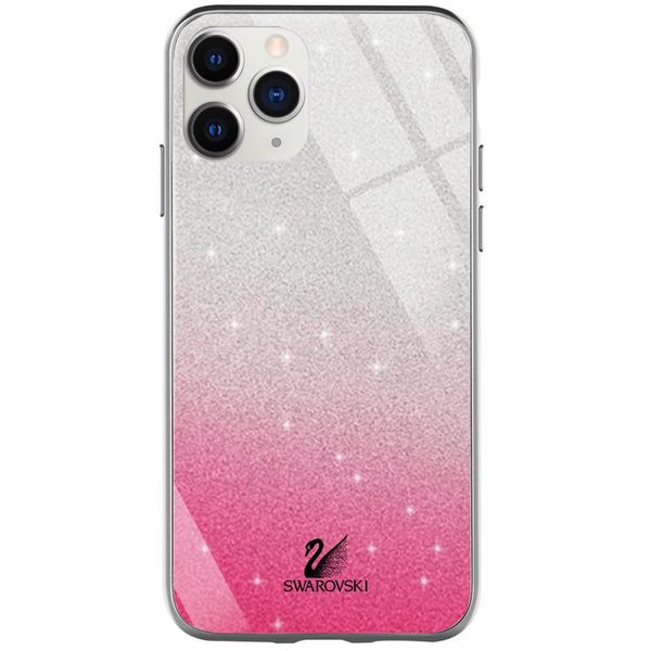 Чехол TPU+Glass с блестками Swarovski для Iphone 11 Pro Max Малиновый 37421