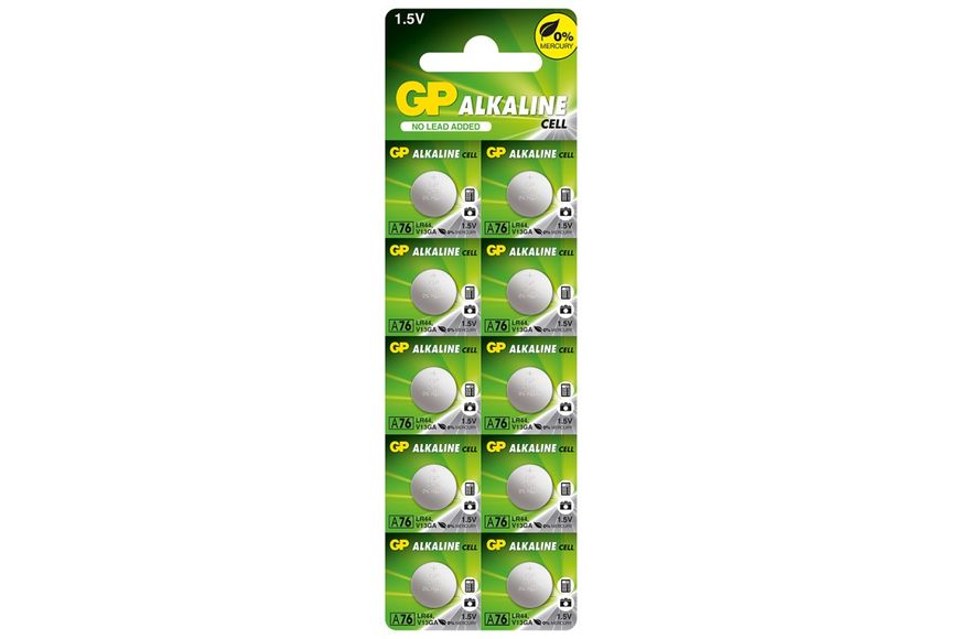 Батарейка литиевая GP SUPER ALKALINE A76 1.5V 1 шт Black 59789