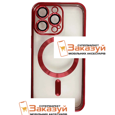 Чохол Xrome MagSafe для Iphone 12 Pro Max Прозорий / Червоний 80656