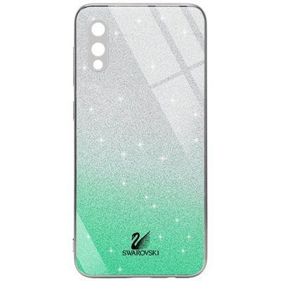 Чехол TPU+Glass Swarovski Full для Samsung Galaxy A02 Бирюзовый 56016
