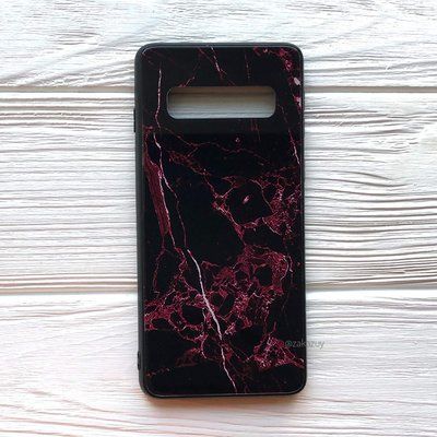 Чехол TPU+Glass Luxury Marble для Samsung G975 Galaxy S10 Plus Марсала 34086