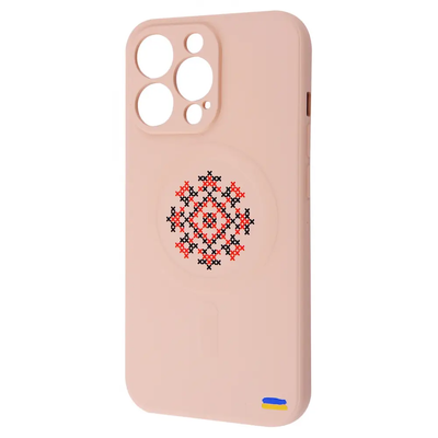 Чохол патріотичний WAVE Ukraine Edition MagSafe для iPhone 13 Pro Vyshyvanka shirt / Pink sand 63252