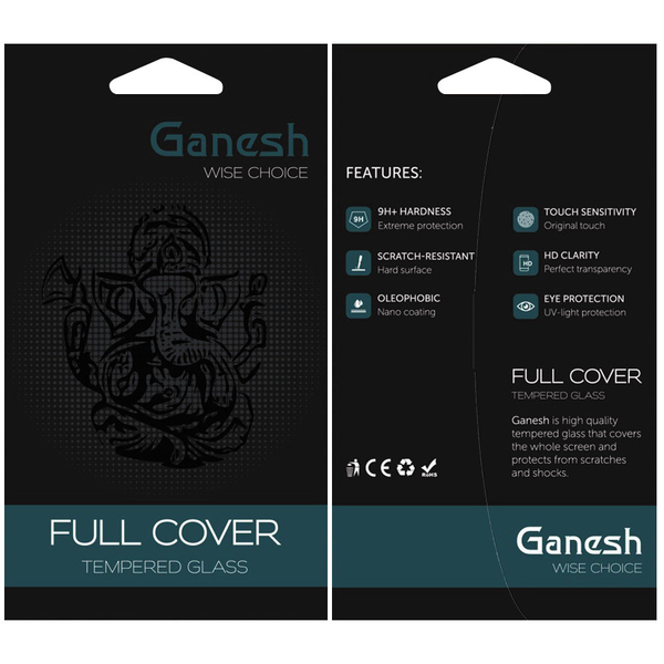 Захисне скло 9H Ganesh Full для Iphone 14 / 13 / 13 Pro Black 65514