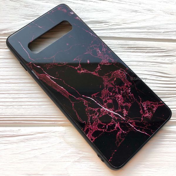 Чехол TPU+Glass Luxury Marble для Samsung G975 Galaxy S10 Plus Марсала 34086