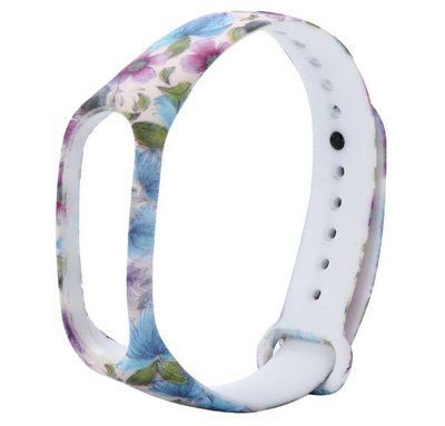 Ремінець Silicone для Xiaomi Mi Band 3/4 Pink / Blue Flowers 38733