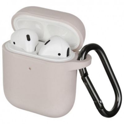 Чехол Silicone Slim с карабином для Apple Airpods 1/2 Pink Sand 82233