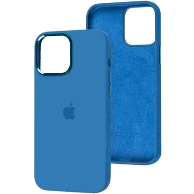 Чехол Silicone Case Metal для Iphone 14 Синий / Blue Jay 80607