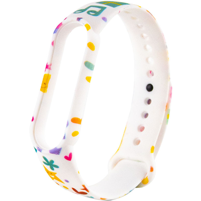 Ремешок с рисунком для Xiaomi Mi Band 5/6 Праздник / Белый 68428