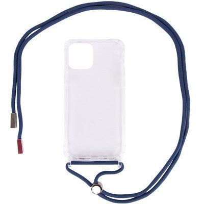 Чехол Crossbody Transparent со шнурком для Iphone 12 / 12 Pro Синий 57215