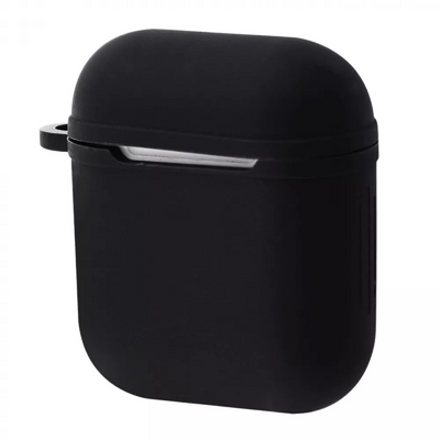 Чехол Silicone Shock-proof с карабином для Apple Airpods 1 / 2 Black 59066