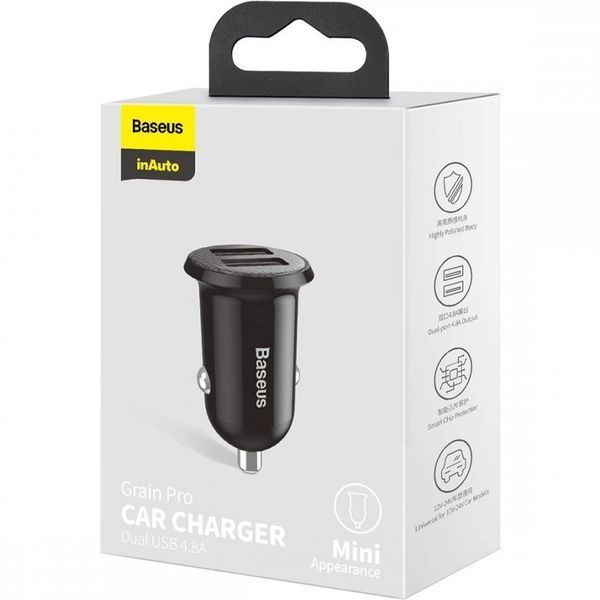Автомобильное зарядное устройство Baseus Grain Pro 2USB / 4.8A White 61024