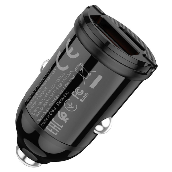 Автомобільний зарядний пристрій Hoco NZ2 Link PD30W+QC3.0 Black 65111