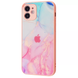 Чехол TPU+Glass Marble Clouds для Iphone 12 Pink / blue 61288 1