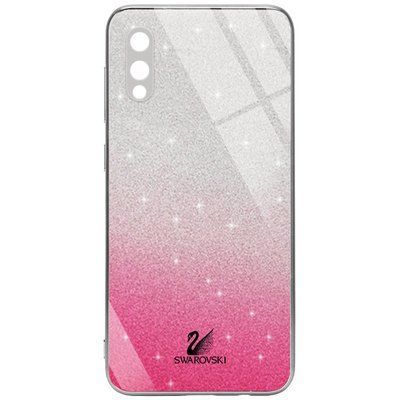 Чохол TPU+Glass Swarovski Full для Samsung Galaxy A02 Малиновий 56018