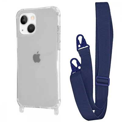 Чехол WAVE с ремешком для Iphone 14 Прозрачный / Midnight blue 82723