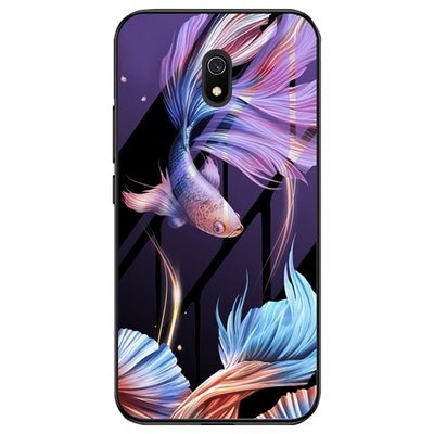 Чехол TPU+Glass Night case для Xiaomi Redmi 8A Рыбка / Фиолетовый 37920