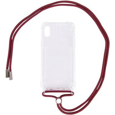Чехол Crossbody Transparent со шнурком для Iphone X / XS Красно-Коричневый 57166