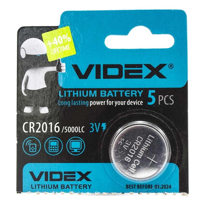 Батарейка літієва VIDEX +45 LifeTime CR2016 3V 1 шт 80758