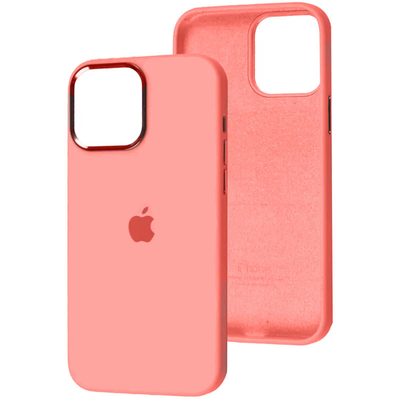 Чехол Silicone Case Metal для Iphone 14 Розовый / Pink Pomelo 80608