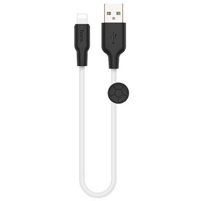 Кабель Hoco X21 plus Silicone USB - Lightning 2.4A 0.25м Black / White 47328