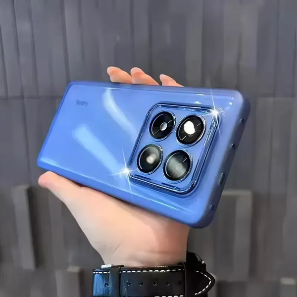 Чохол Stez із склом на камеру для Xiaomi Redmi Note 14 Pro 5G / 14 Pro+ / Poco X7 Прозорий / Чорний