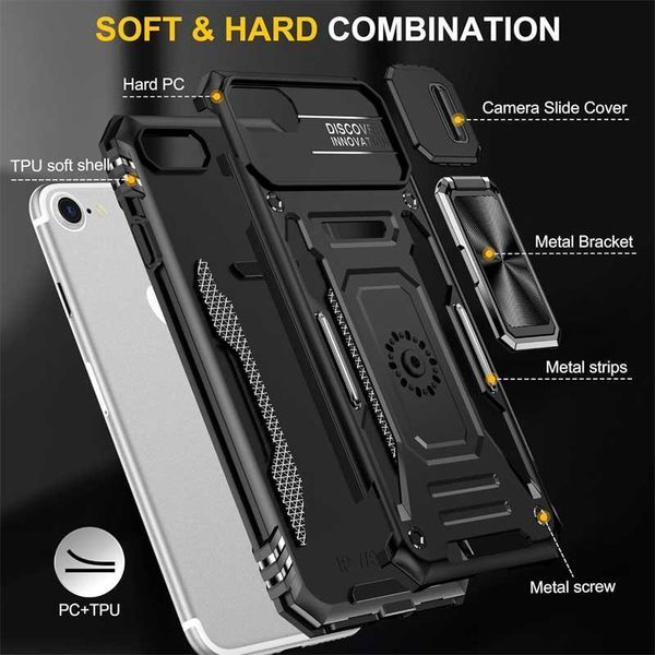 Протиударний чохол Camsh Army Ring для Iphone 7/8/SE 2020 Чорний/Black 84214