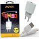 Мережевий зарядний пристрій Aspor A818 plus + кабель Type-C 2.4A White 36746 1