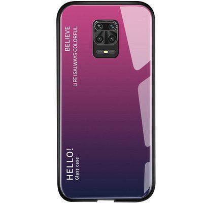 Чохол TPU+Glass Gradient HELLO для Xiaomi Redmi Note 9s / Note 9 Pro / Note 9 Pro Max Малиновий 45922
