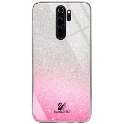 Чехол TPU+Glass с блестками Swarovski для Xiaomi Redmi Note 8 Pro Розовый 37430