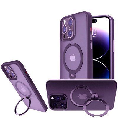 Чохол Metal Buttons MagSafe Colorful HQ Ring для Iphone 15 Pro Purple 84165