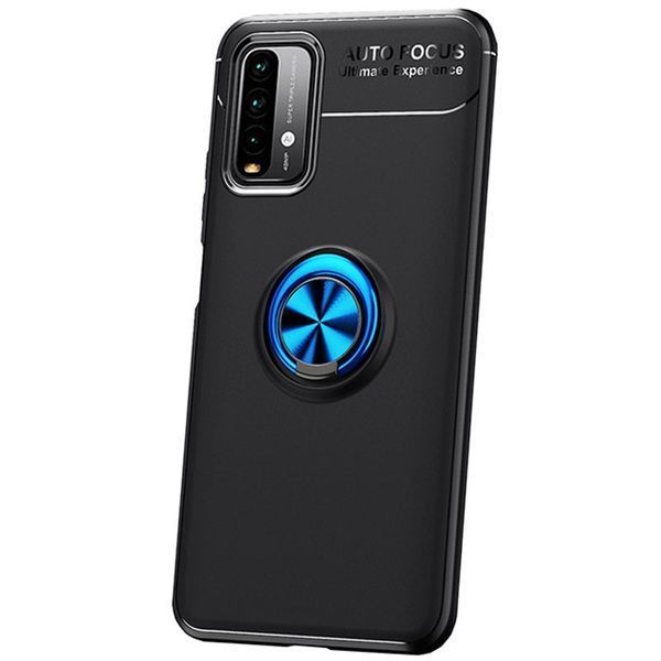 Чехол Din Color Magnet Ring для Xiaomi Redmi Note 9T Черный / Синий 52957