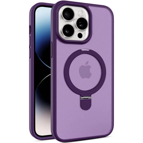 Чохол Metal Buttons MagSafe Colorful HQ Ring для Iphone 15 Pro Purple 84165