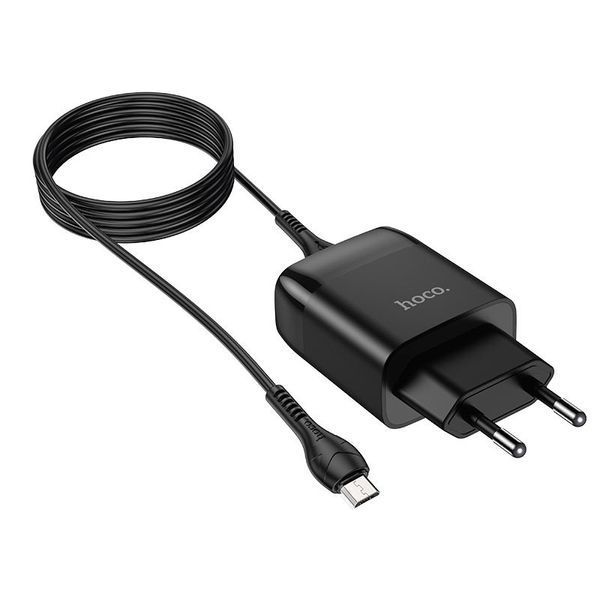 Мережевий зарядний пристрій Hoco C72Q Qualcomm Quick Charge 3.0 + кабель MicroUSB 1USB / 18W Black 56230
